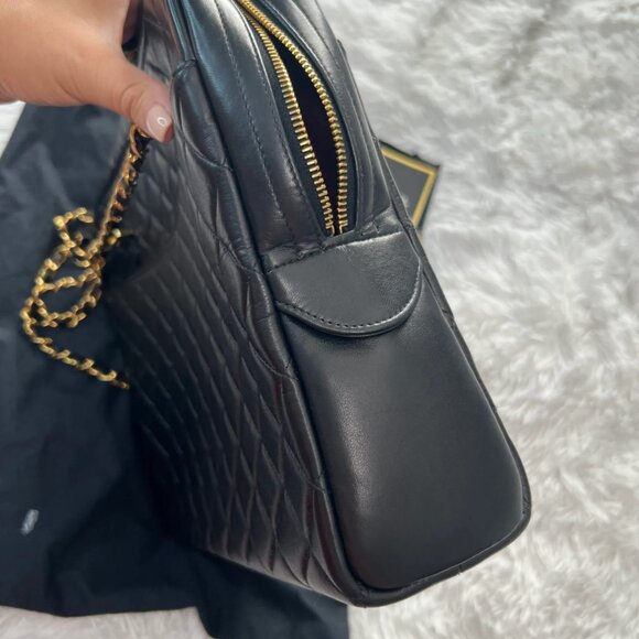 CHANEL Quilted Lambskin Messenger Shoulder Bag Black 24K Chain - Picture 6 of 14